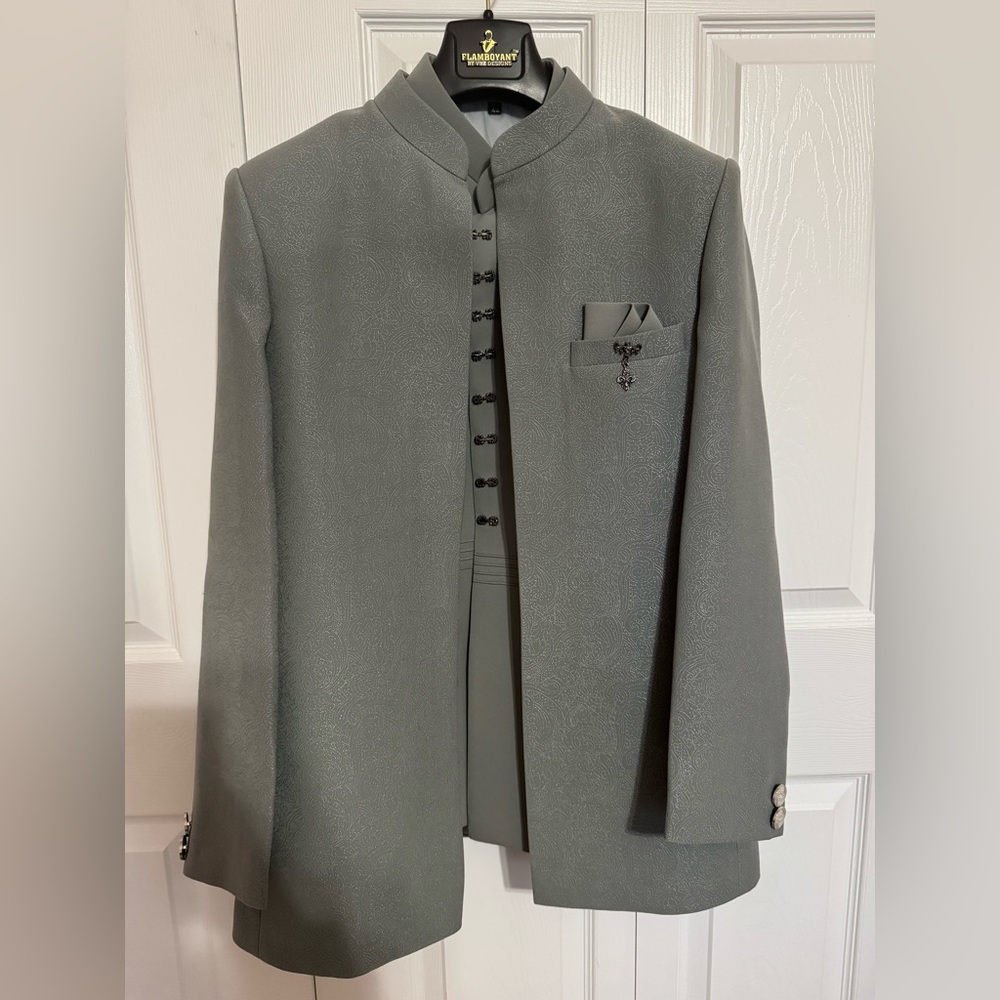 Flamboyant by VBZ Designs Grey Jodhpuri Suit / Indo-Western Sherwani - 3 Piece